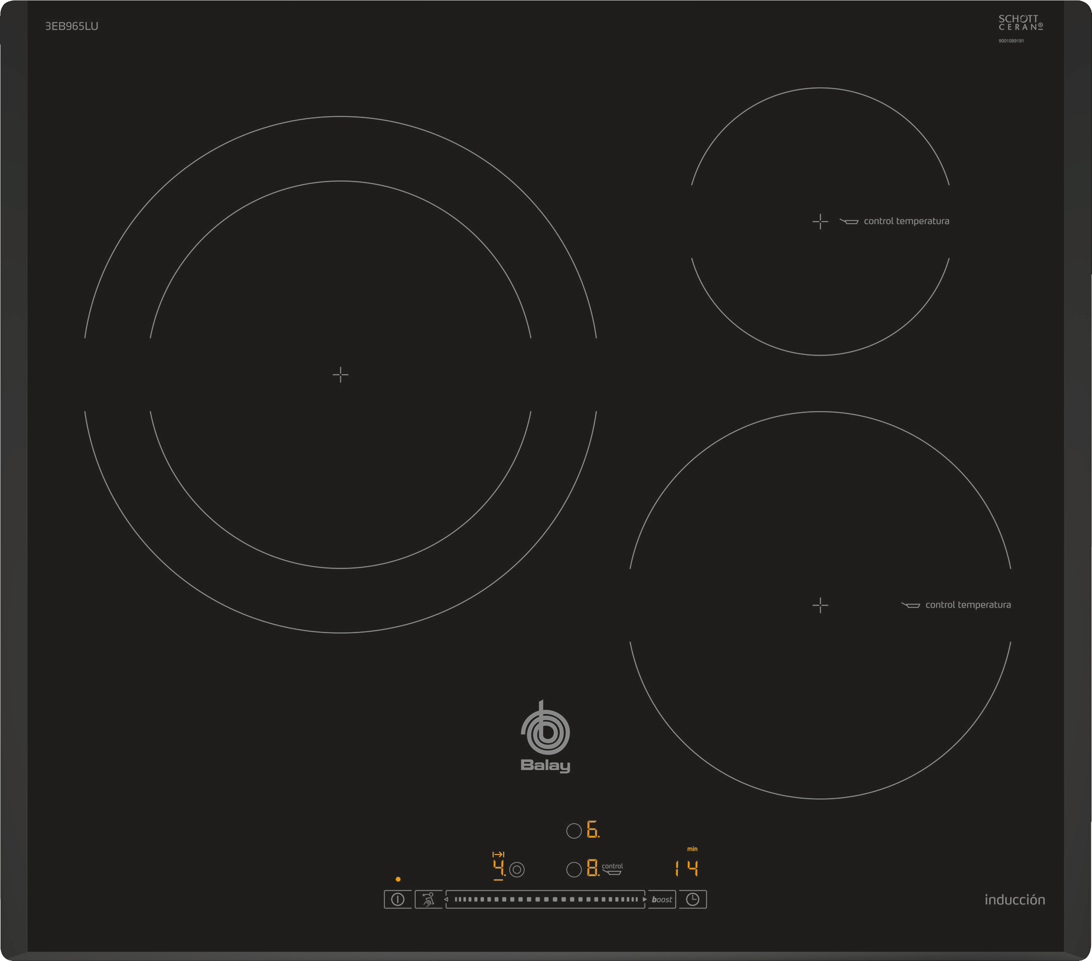 Placa de Inducción BALAY 3EB965LU (Eléctrica - 59.2 cm - Negro)