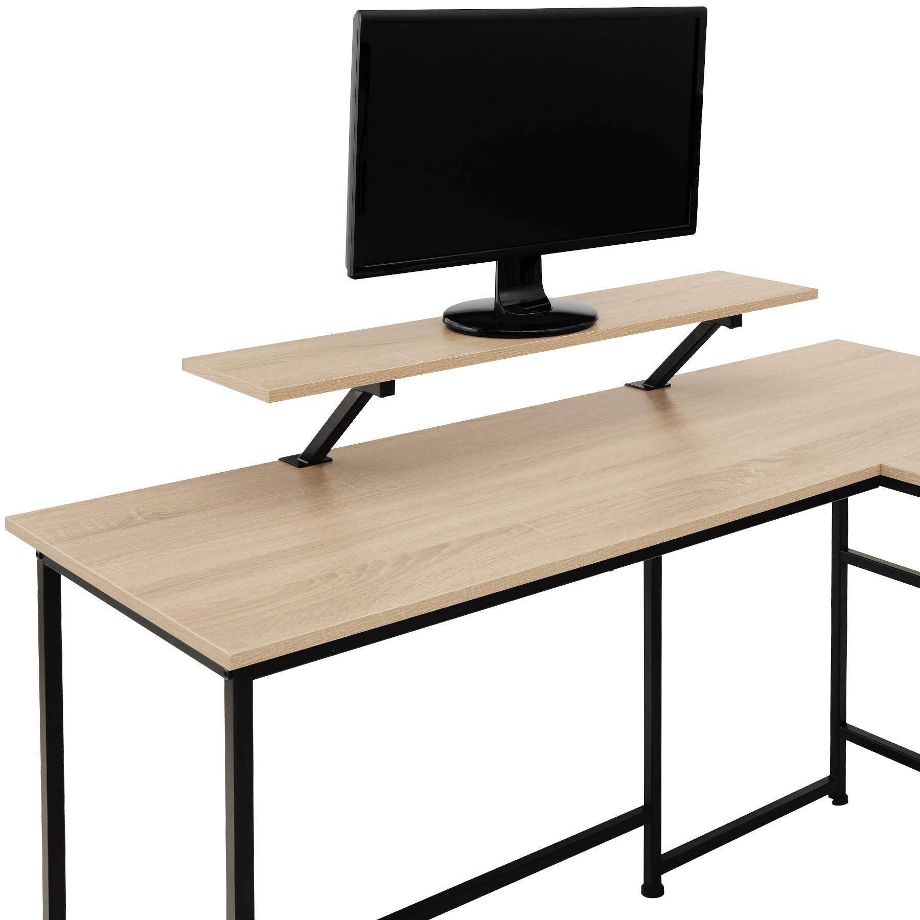 Tectake 800929 Escritorio para despacho mesa ordenador mueble oficina ejecutiva estilo industrial madera melrose 140x130x765cm en forma esquina mobiliario ligera 130 140 765