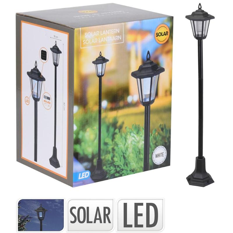 Farola solar led 83 cm negra