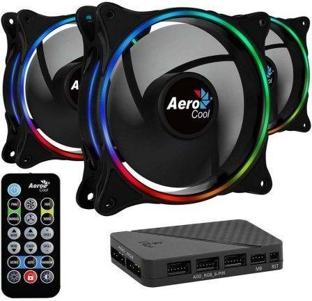 Pack 3 Ventiladors AEROCOOL Eclipse 12 Pro + H66F HUB + Mando