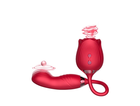 Vibrador de masaje de succión de rosa multifrecuencia para mujer (rojo) VEANXIN