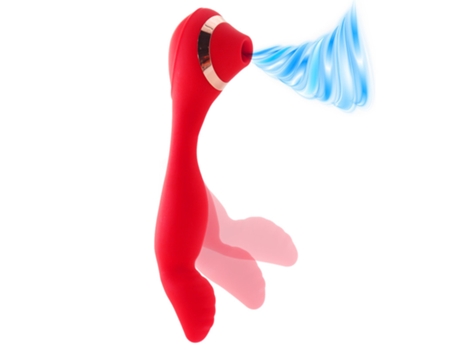 Vibrador de masaje de succión de motor dual de 7 frecuencias para mujeres (rojo) VEANXIN