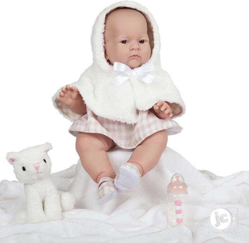 Muñeca DISFRAZZES Infantil Cuerpo de Goma con Vestido (46 cm - Rosa y Blanco)