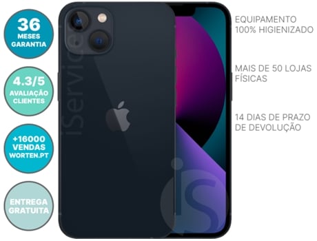 iPhone 13 APPLE (Reacondicionado Como Nuevo - 6.1'' - 256 GB - Negro)