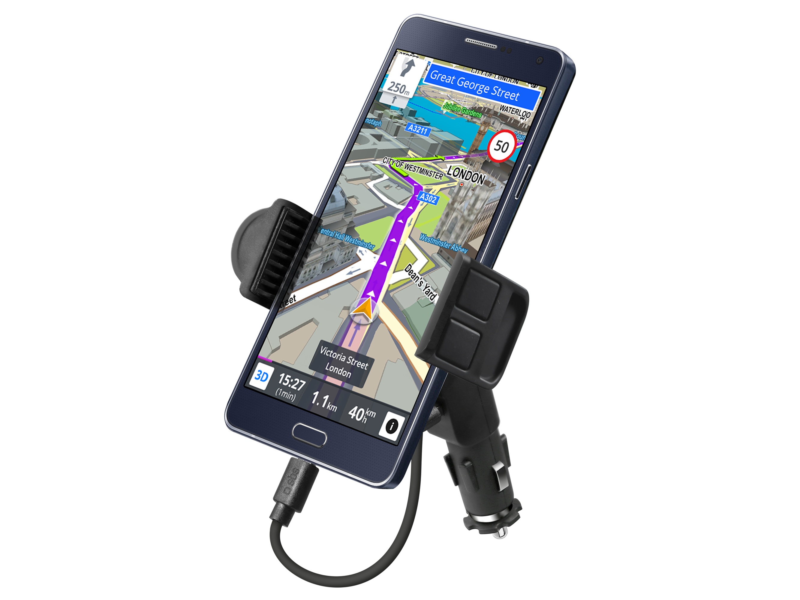 Soporte Coche para Smartphone USB Hasta  5,5''