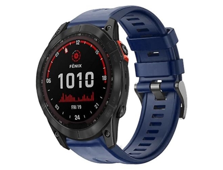 Correa para Garmin Fenix 7x Solar Hebilla de metal Correa de reloj de silicona de color sólido Azul marino VENISYMLIS