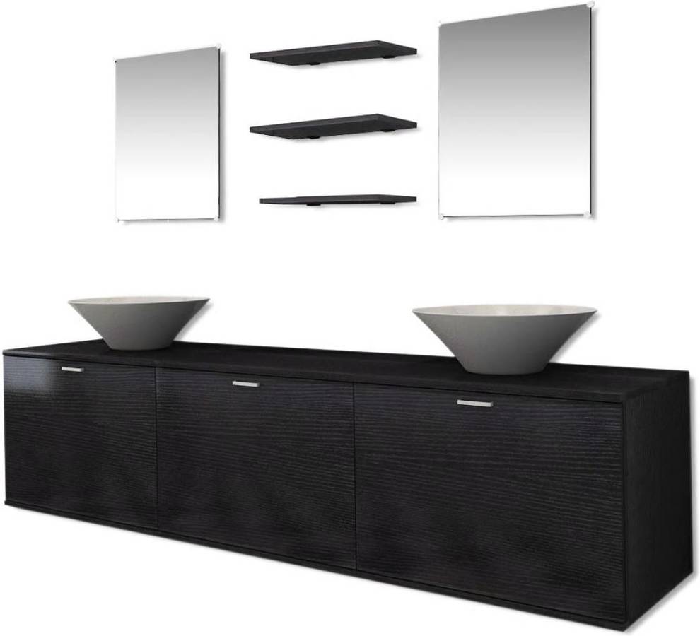 Conjunto de Muebles VIDAXL Modelo 5 (Negro - Madera Aglomerada - 180x45x45 cm)