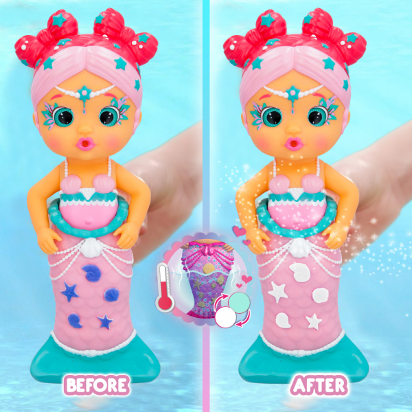 Bloopies Magic Tail mermaids layla muñeca sirena con cola retirable y su amigo del mar lanza chorros agua hace burbujas juguete juego baño para niños imc edad 6 meses 8x18x10