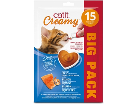 Snack Líquido de Salmón y Camarón para Gatos CATIT Creamy (Cantidad: 15 X 10 g)