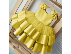 SLOWMOOSE Capas Hinchadas Vestidos de Niña de Las Flores, Vestido de Princesa Con Lazo de Satén Amarillo Style2 - Child-11