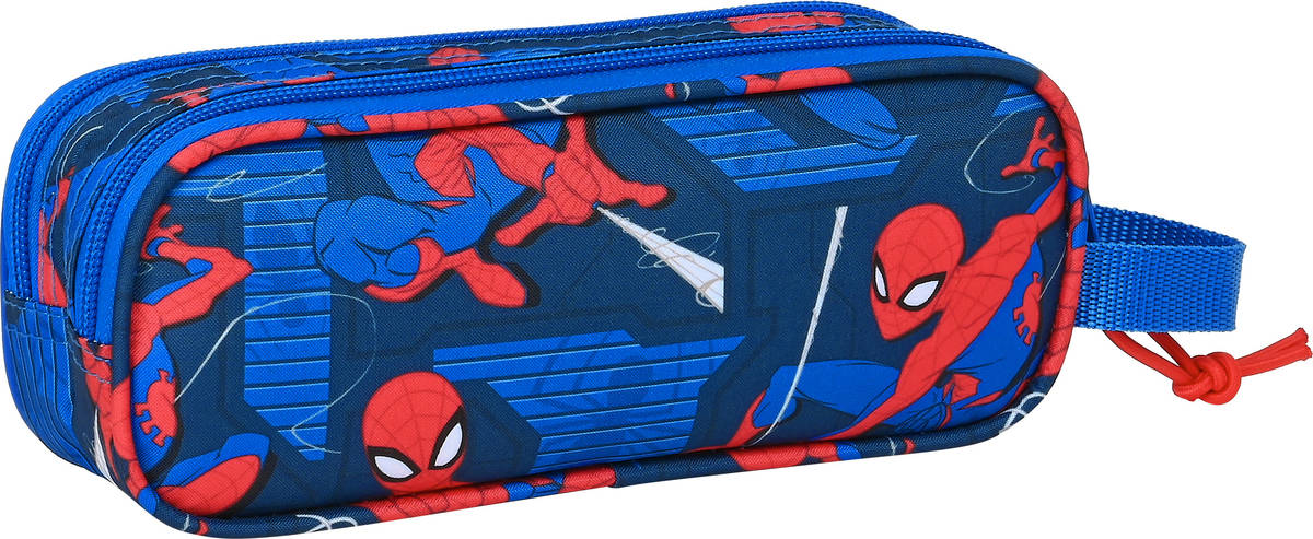 Estuche Spiderman 21 8 2 portatodo doble safta azul y rojo de great power 210x60x80