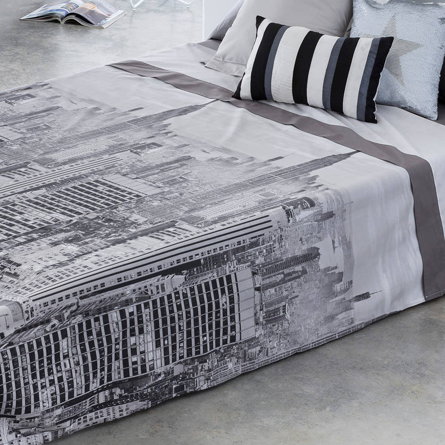 Cotton Juego De sabanas city life cama 135 x 190200. artean gris