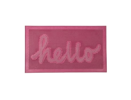 Felpudo goma original “hello” Felpudo exterior rosa Felpudo entrada casa con púas Alfombrilla de goma con mensaje Felpudo de 70 x 40 centímetros FI...