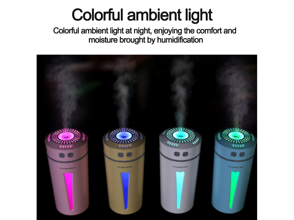 Mini humidificador, humidificador portátil con luces de 7 colores