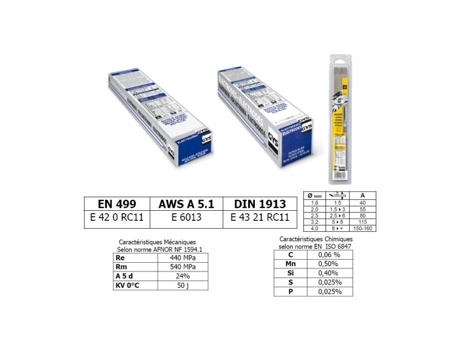 Electrodos de rutilo GYS para soldadura de acero de diámetro 3,2 mm, paquete de 50