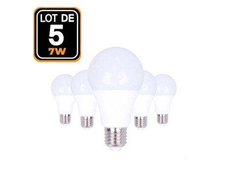 5 Bombillas LED E27 7W Blanco frio 6000K EUROPALAMP