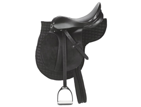 Kerbl Silla de montar poni de cuero negro 32196