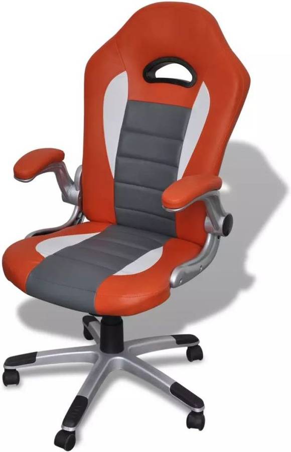 Vidaxl Silla De oficina cuero diseño moderno naranja giratoria gaming artificial