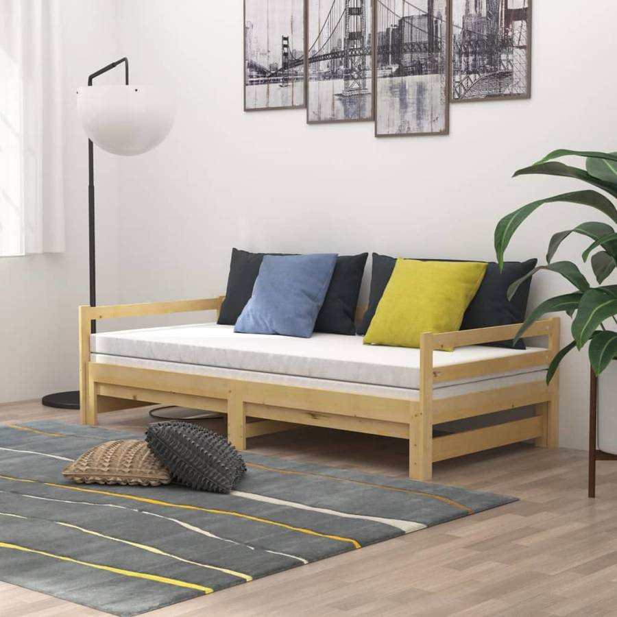 Sofá Cama VIDAXL Extraíble (Marrón - Madera - 203x184x56 cm)