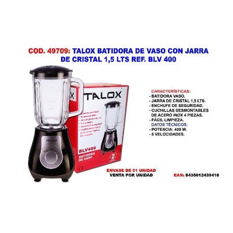 Talox Batidora De vaso con jarra cristal 15 lts ref. blv 400