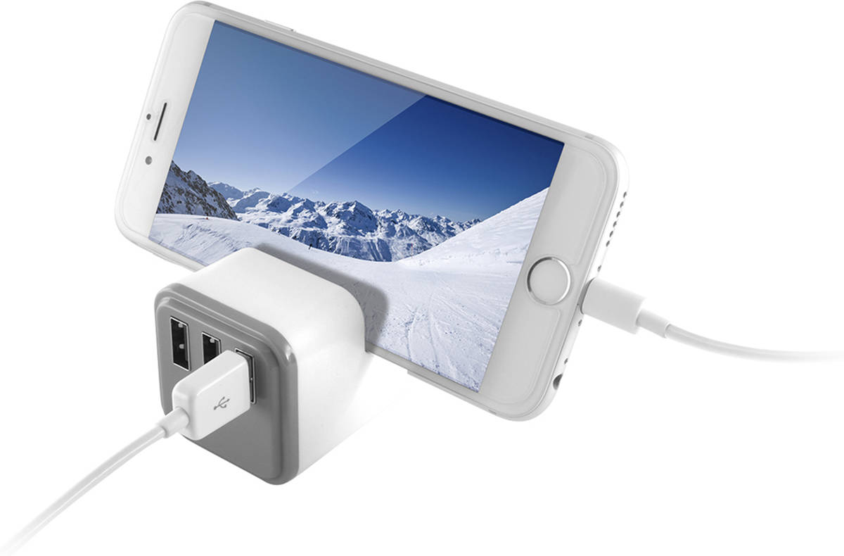 Cargador Adaptador KSIX BXCDIC3 (3 USB - Blanco)