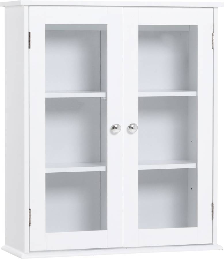 Armario KLEANKIN con 2 Puertas (55x20x65 cm - MDF y Cristal - Blanco)