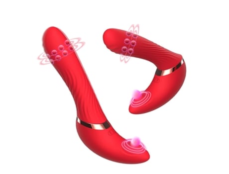 Vibrador de masaje multifrecuencia con función giratoria y pulsante para mujer (rojo) VEANXIN