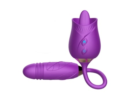 Juguete Rosa para Mujer con Lengua 3 en 1 Estimulador de Clítoris y Pezón Vibrador para Lamer Lengua Vibrador de Punto G Púrpura BISBISOUS