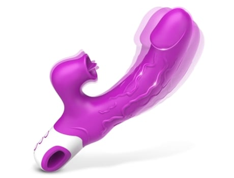 Vibrador 2 en 1 de doble motor 12 vibraciones y 3 velocidades de lamido para mujer (púrpura) VEANXIN