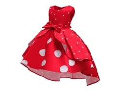 Vestido NNJXD Noche Princesa Lunares Poliéster para Niños (100 cm - Rojo)