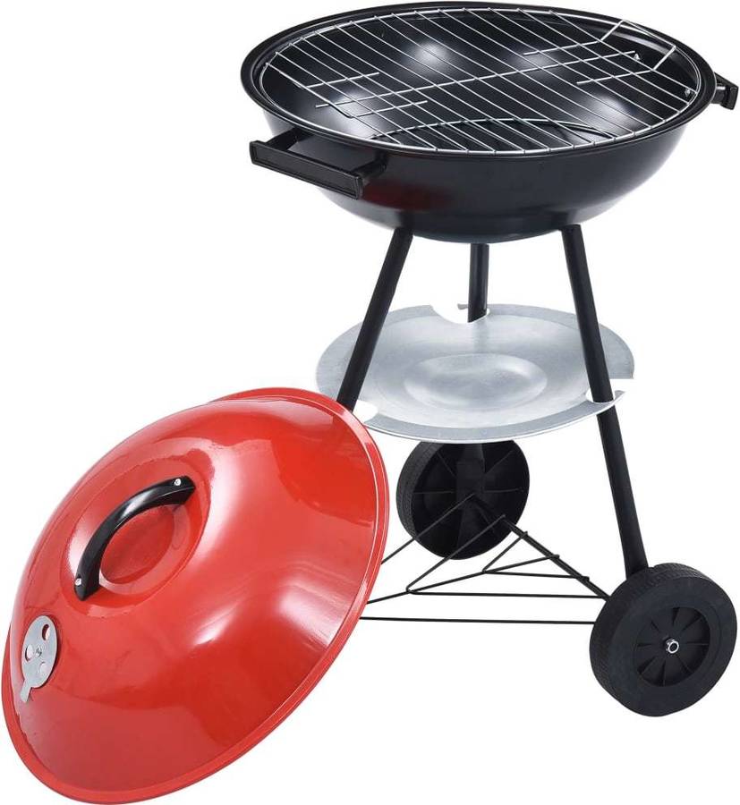 Barbacoa VIDAXL XXL Carbón con Ruedas (Negro y Rojo - Acero - 44 cm)