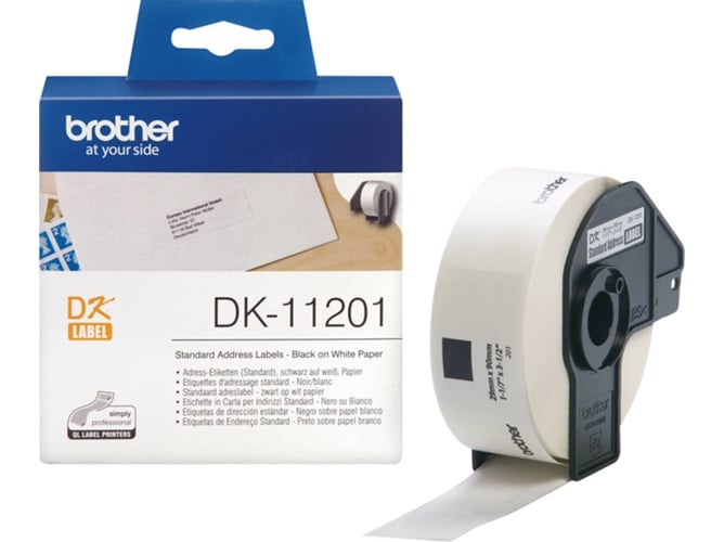 Cinta Laminada BROTHER DK-11201 Negro sobre Blanco