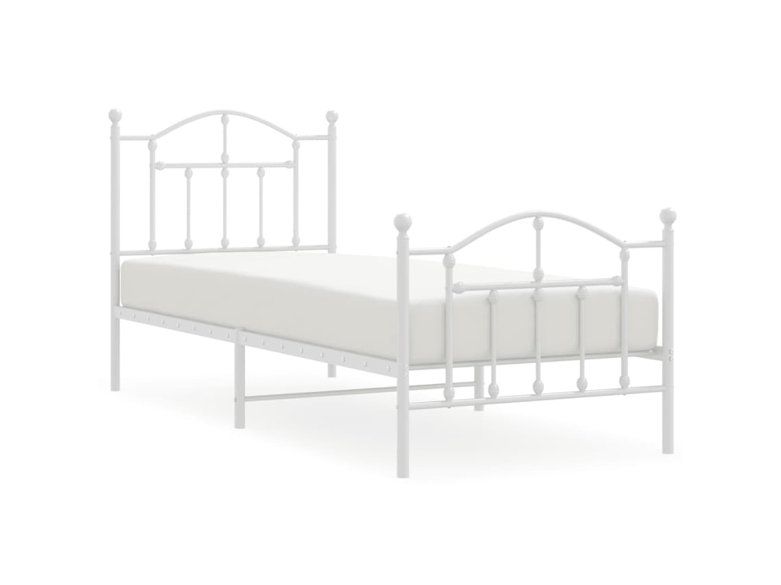 vidaXL Estructura cama metal con cabecero y pie cama blanca 90x190 cm –  Pensando en Casa