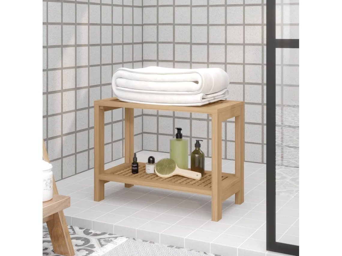 Maison Exclusive Banco de ducha madera maciza de teca 60x30x45 cm