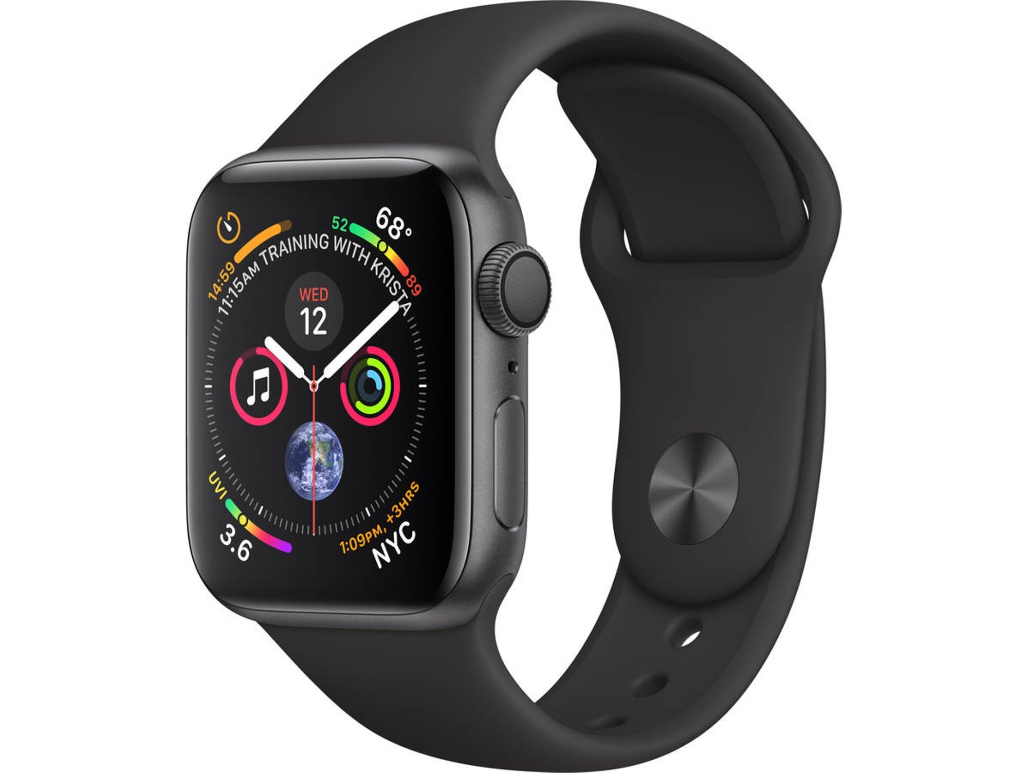 Apple Watch Series 4 gps 40mm aluminio gris espacial con correa deportiva negra s4 caja en y reloj inteligente oled 40