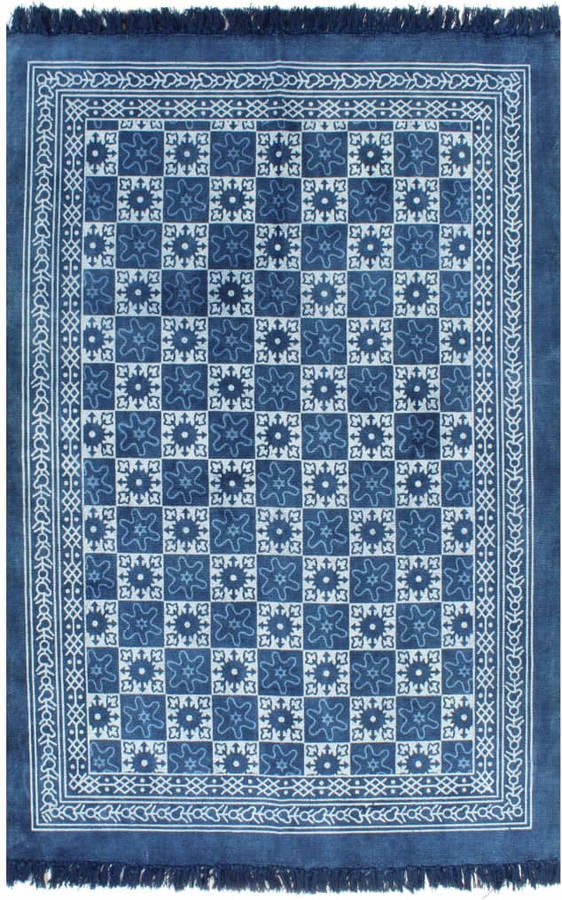 Alfombra VIDAXL Impreso Rectangular (Azul - 120x180 cm - Algodón)