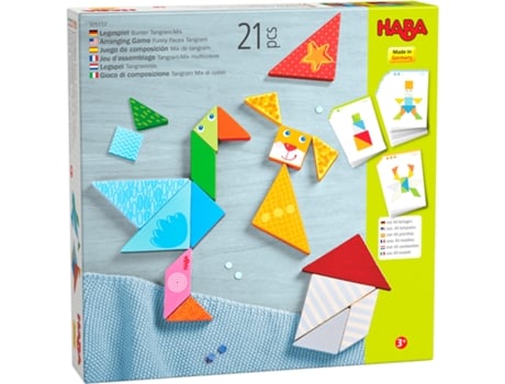 Puzzle HABA Arranging Game Funny Faces Tangram Rompecabezas de cubos 21 pieza(s) Animales