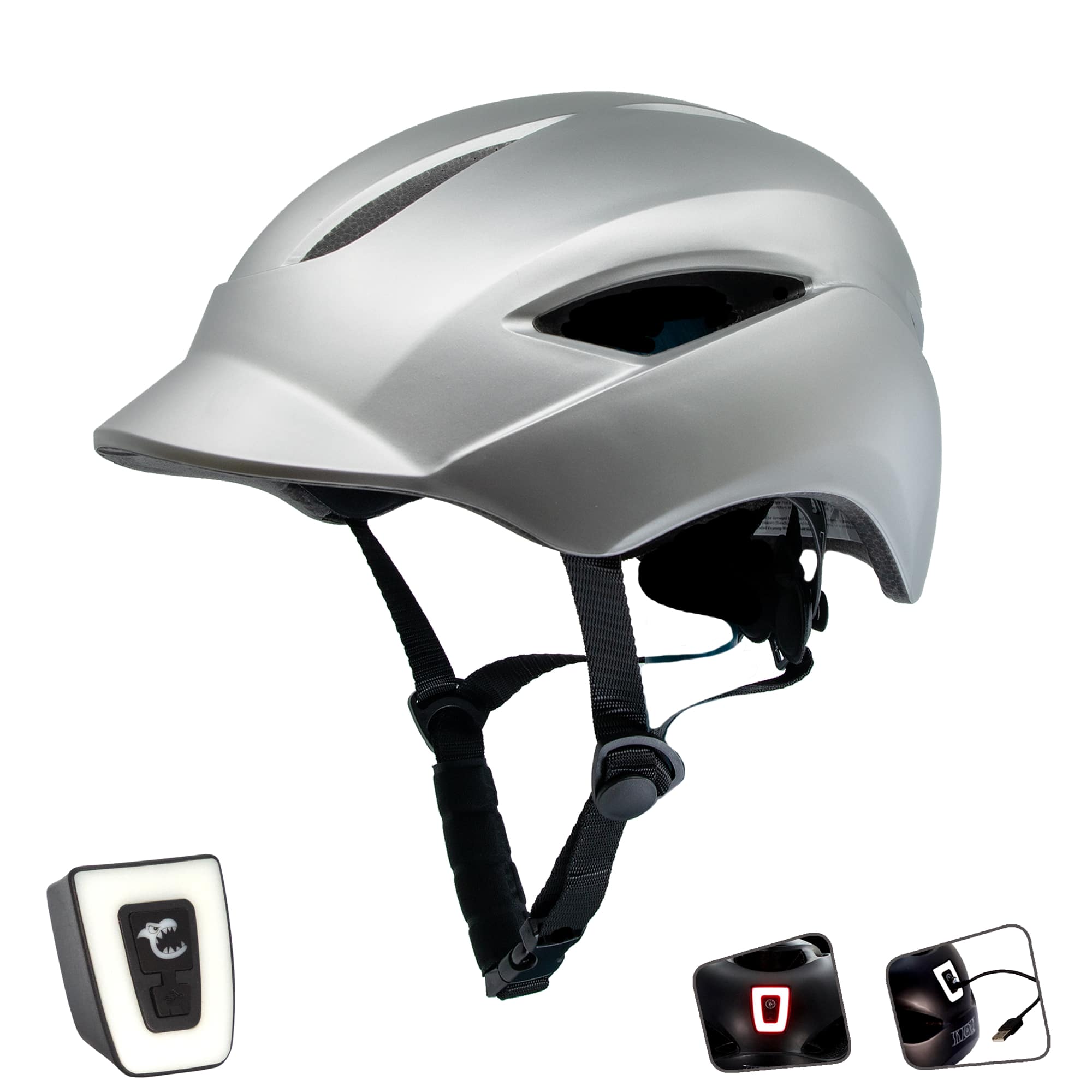 Casco de bici urbano  | Luz recargable USB | Gris mate (S) | Certificado EN1078