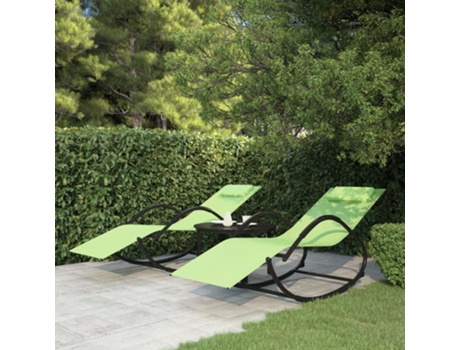 MAISON EXCLUSIVE Tumbonas mecedoras 2 uds acero y textilene verde