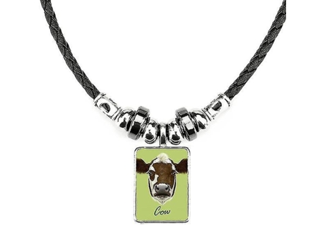 Collar de animales de vaca lechera marrón y blanca