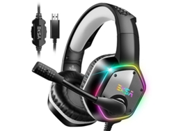 EKSA Auriculares USB para juegos, Auriculares para juegos con sonido envolvente 7.1, Auriculares PS4, Auriculares para juegos para PC con micrófono BISBISOUS