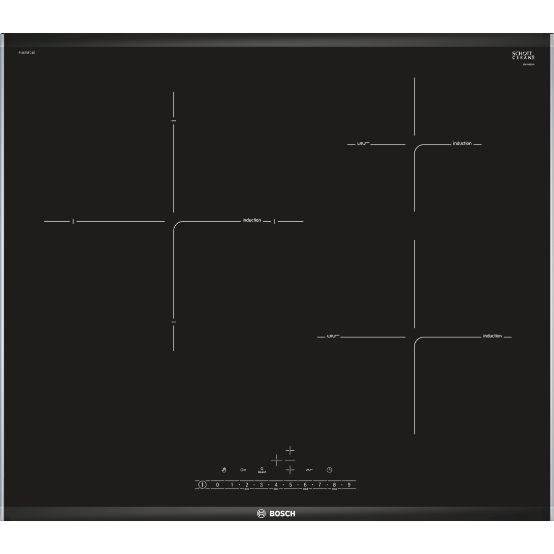 Placa de Inducción BOSCH PIJ675FC1E (Eléctrica - 60.6 cm - Negro)