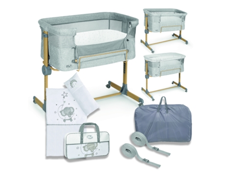 Mini Cuna Co-Sleeping Sleepy Elephant Textiles Cuna Ajustable en Varias Alturas Reclinable Ropa Estilo Elephant e Incluye Mosquitera MS