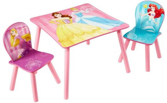 Princesas Disney Conjunto de y dos sillas madera rosa 63.00x63.00x45.00 cm juego mesaworlds apart 527dny