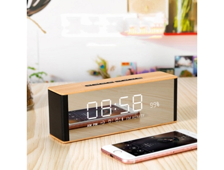 Radio Pantalla led, moderno inalámbrico, reloj de mesa bluetooth[Marrón]