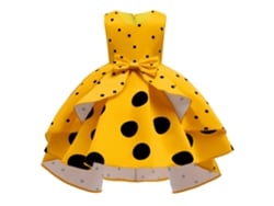 Vestido NNJXD Noche Princesa Lunares Poliéster para Niños (140 cm - Amarillo)