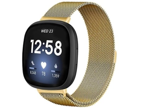 Correa para Fitbit Versa 4/Versa 3 20 mm Correa de reloj con hebilla dividida de metal magnético milanés Dorado VENISYMLIS