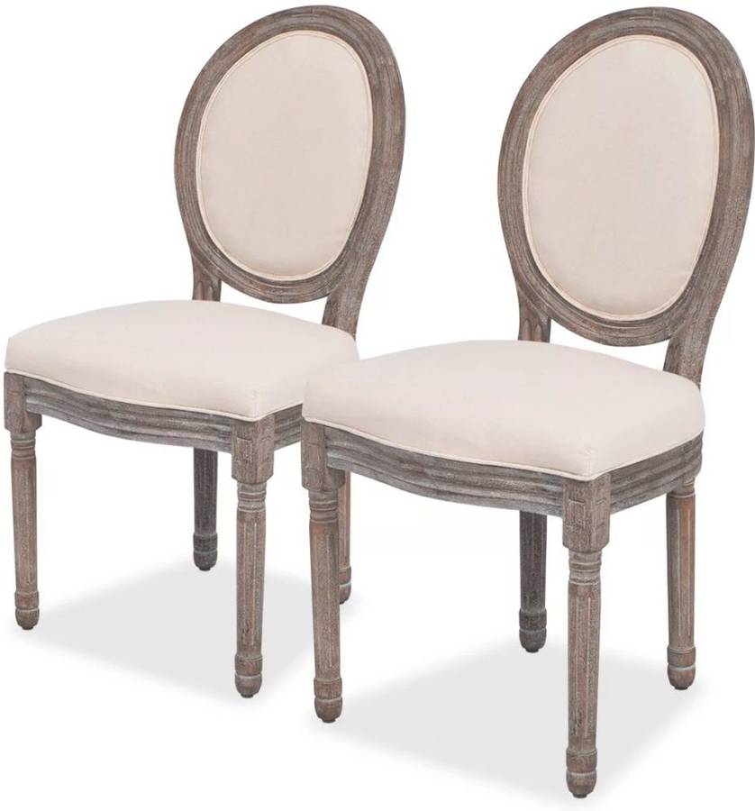 Conjunto 2 Sillas de Comedor VIDAXL 244087 Tejido Beige