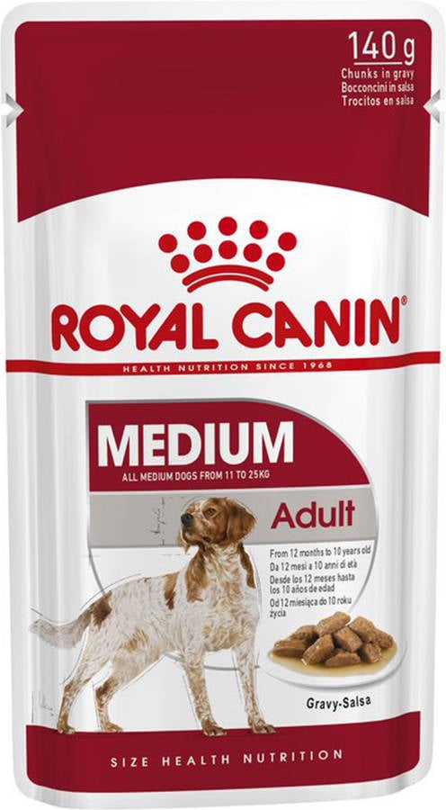 Royal Canin Comida adult medium trozos de carne en salsa para perros razas medianas caja 10 x 140 gr 140g