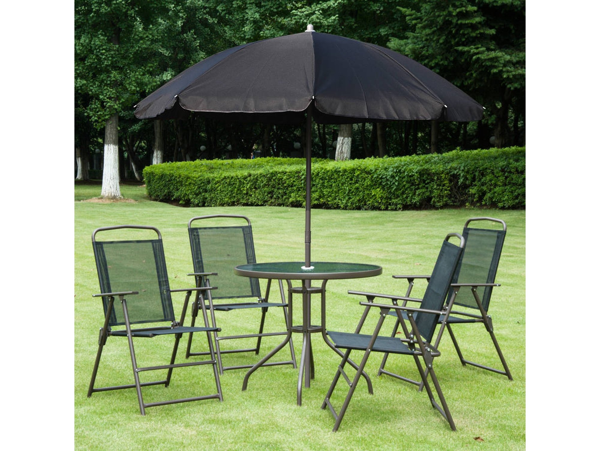 Conjunto De Outsunny 010709 6 piezas 1571260031 muebles jardin terraza patio 4 sillas 1 mesa y parasol